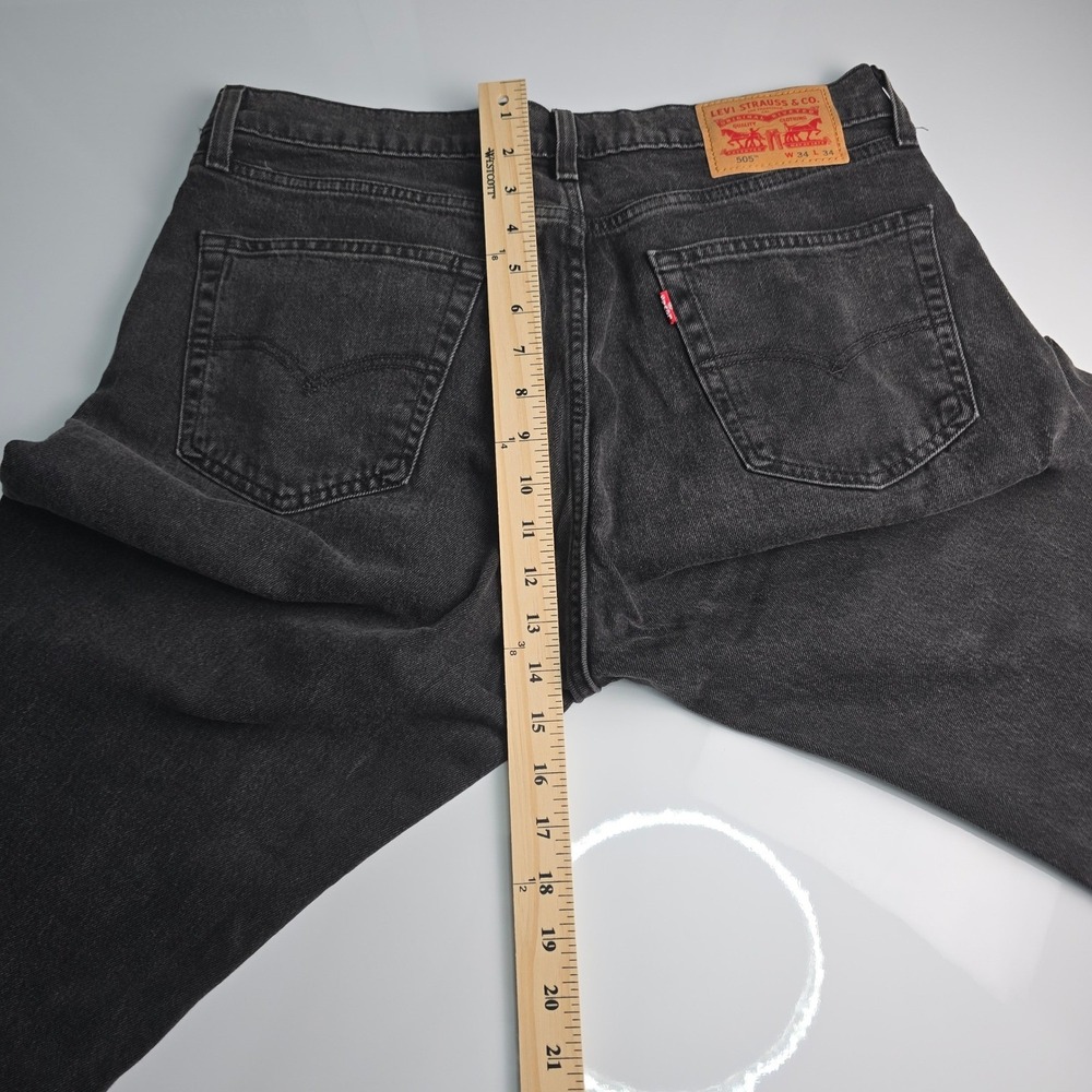 Levi's Straight Leg Jeans Mens 34x34 Washed Black Faded Denim Classic Fit - Picture 11 of 16